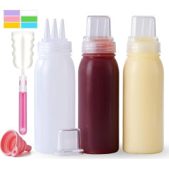Plastikiniai buteliai su 3 skylutėmis padažams Plastikiniai pagardų buteliai Kečupo dozatorius Salotų padažų talpyklos Purškimo buteliai aliejui BBQ dažams Blynų menas 3 pakuotės 380ml