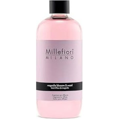 Millefiori Milano Magnolijos žiedų ir medžio natūralus difuzoriaus užpildas, 500 ml, rožinis, 8,1 x 6,5 x 17,7 cm