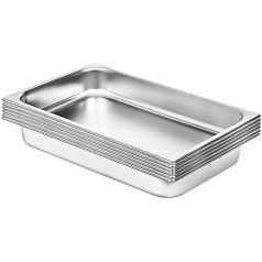 VEVOR Nerūdijančio plieno maisto saugus kepimo indas 6 pakuotė 8,5 l storis 0,8 mm stačiakampio formos veidrodžio efektas Karšto šalto maisto kepimo indas Virtuvės restoranas BBQ Cake Pies