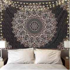 Edeesky Juoda Mandala Sienų kabinimas Psichodelinis gobelenas Estetiškas Indijos hipių sienų dekoras Bohemijos sienų menas Boho namų dekoras miegamajam Gyvenamasis kambarys Bendrabutis