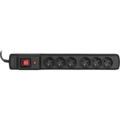 Effiki Activejet combo 6gn/1,5m/cz viršįtampių apsaugos juosta (10a; 2300w) 1,5m; juoda spalva