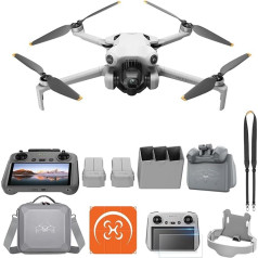 DJI Mini 4 Pro Fly More Combo (DJI RC 2 ekrano nuotolinio valdymo pultas) su universaliais priedais, sulankstomas mini dronas su 4K kamera, sveria mažiau nei 249 g, 2 papildomos baterijos, 102 minučių skrydžio laikas, C0 klasė