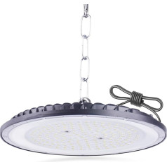 JBdusn LED UFO salės apšvietimas 200 W High Bay Light 6500 K Cool White su grandine LED UFO pramoninės lempos prožektorius dirbtuvių apšvietimas dirbtuvėms ir gamyklų salėms