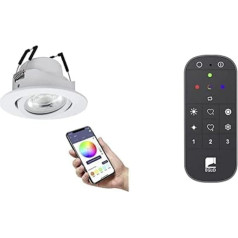 EGLO connect.z Smart Home Saliceto-Z įleidžiamas LED prožektorius, skersmuo 88 mm, įskaitant nuotolinio valdymo pultą, valdymą balsu, 
