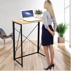 Sulankstomas rašomasis stalas, aukštis 110 cm, stovimas stalas sėdint ir stovint, mažas kompiuterio stalas, nešiojamojo kompiuterio stovimas stalas, sulankstomas namams ir biurui, nereikia surinkti, 80 x 40 x 110 cm, medis