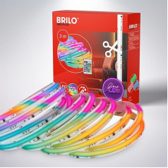 BRILONER - COB LED juosta 3 m su nuotolinio valdymo pulteliu, RGB IC dinaminis spalvų keitimas, lipni, didelio tankio, LED juosta, kambarių dekoravimas, žaidimų, juostos, vakarėlių dekoravimas, šviesos juosta, balta