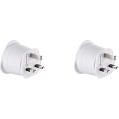 Electraline 70053 Kelioninis adapteris iš Prancūzijos/Europos į Jungtinę Karalystę, 2 kontaktų iš Europos į 3 kontaktų iš Jungtinės Karalystės, baltos spalvos (2 vnt.)