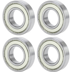 A ABSOPRO 6207ZZ Deep Groove Ball Bearing P6 35 x 72 x 17 mm tepami guoliai su dvigubu metaliniu sandarikliu Sidabrinės spalvos motorolerio riedlentės ratas - 4 vnt.