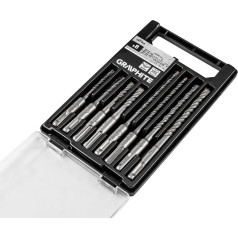 Graphite SDS Plus betono grąžtų rinkinys su dviguba spirale 5 x 6 x 8 x 10 x 110 mm, 5 x 6 x 8 x 10 x 160 m