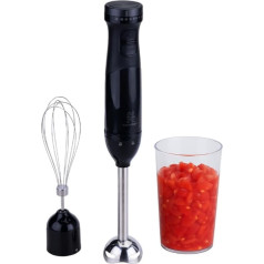 Stanley Rogers - rankinis maišytuvas, 700 ml maišymo indas su skale, 600 W ir 9 greičio lygiais, tyrės priedas su nerūdijančio plieno dvigubomis geležtėmis ir plaktuvo priedu, valdomas laidu