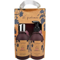 Di Palomo - Laukinės figos ir vynuogės - dovanų rinkinys voniai ir kūnui, į kurį įeina vonios ir dušo želė 225 ml bei rankų ir kūno losjonas 225 ml