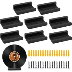 Rebanky 8 Pack Wood Record Holder Wall Mount Black 10cm Vinyl Shelf Wood with Screws Record Holder Wall Mount Wood for LP CD Book
