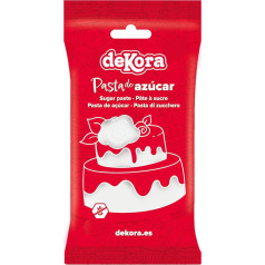 dekora - Tortų dekoravimo glaistas baltas - tortams ir keksiukams skirta cukraus pasta - ritininis glaistas visų rūšių papuošimams gaminti - lengva formuoti - 250 g
