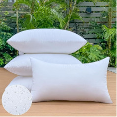 OTPIPCS 30 x 50 cm lauko pagalvių užpildai 4 vandeniui atsparių juosmens pagalvių rinkinys sodo baldams, sofai ir terasai Baltos stačiakampės pagalvėlės su aukščiausios kokybės užpildais, atsparios oro sąlygoms ir dekoratyvinės sofos