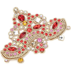 2 Pack Rhinestone Crystal Appliques Sew On Faux Pearl Patches for Clothes Shoes Bags Rhinestone Appliques Rhinestone Applique Iron On Patches (08 Models Red)