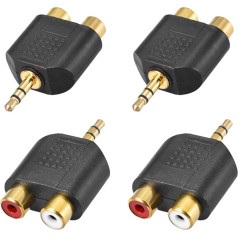 4 vnt. 3,5 mm vyrų ir 2 RCA moterų skirstytuvo adapteris, skirtas stereofoniniam garso ir vaizdo kabeliui