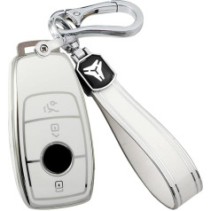 KUNIO automobilio rakto dėklas tinka Mercedes Benz E klasės S A C klasės S65 E43 E400 E300 E320 CLA GLA GLE GLE GLC GLK AMG TPU raktelio pultelis nuotolinio valdymo dangtelis apsauginis dėklas 3 mygtukai baltas