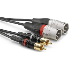 Sommer Cable HBP-M2C2-0060 Garso adapterio kabelis [2x RCA vyriškasis į 2x XLR vyriškąjį 3 kontaktų kištuką] 0,60 m juodas