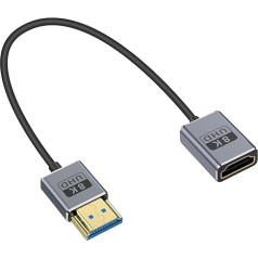 Duttek Koaxiales 8K HDMI Verlängerungskabel 30 cm, ultradünnes HDMI Stecker auf Buchse kurzes Kabel, Ultra-High-Speed, 48 Gbit/s, unterstützt 8K@60Hz, 4K@240Hz für GH5S, PS5