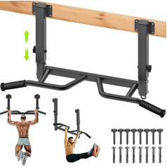 SELEWARE Pull-Up Bar Wall Pull-Up Bar Stropų ištraukimo baras, skirtas montuoti ant lubų, reguliuojamas Pull-Up baras, tvirtinamas prie sienos, su kelių kampų rankena, tvirta plieninė konstrukcija
