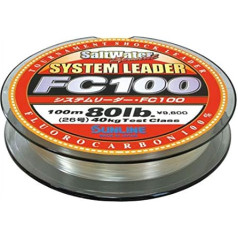 Sunline System Leader FC100 Fluorocarbon, Sunline 63039460 System Leader FC 100 Clear 80 LB, bespalvis, 33 yd
