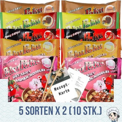 Asiafoodland PakuPaku Sharp Ramen 10 vnt. rinkinys su recepto kortele ir lazdelėmis 10 x 140 g