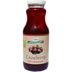 Spanguolių 100 % ekologiškos motinos sultys, 250 ml, pagamintos iš 100 % ekologiškų Kanados spanguolių, nesaldintos, be priedų, gaivaus vaisių ir rūgštaus skonio