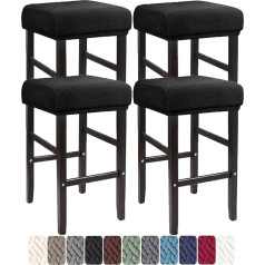 ‎Liuliweifa LIULIWEIFA Baro taburetės dangtelis Stačiakampio formos elastingas stalviršio aukščio baro taburetės dangteliai Stačiakampio formos virtuvės stalviršio balno sėdynės dangtelis, skirtas mediniams ir metaliniams suolams, juodas, 4 v