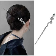 Dervivea Punk Snake Hair Stick Hair Pin Silver Snake Hair Pins Metal Snake Hair Fork Sticks Long Snake Shape Hair Pins Hair Sticks Dekoratyviniai plaukų aksesuarai moterims