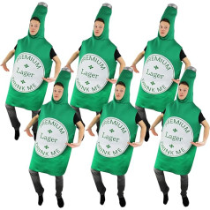 I LOVE FANCY DRESS suaugusiųjų alaus butelio kostiumas, 6 pakuotės, didelis žalias butelis su etikete 