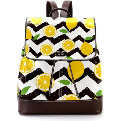 Vaisiai Lemon Chevrons Asmeniniai mokykliniai krepšiai knygų krepšiai paaugliams, įvairiaspalviai, 27x12.3x32cm, kuprinės kuprinės