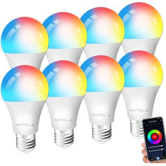 ANTELA Alexa lemputė E27 9W 806LM RGB 2700K-6500K šiltai balta vėsi balta šviesa Išmanioji WLAN LED lemputė, suderinama su 