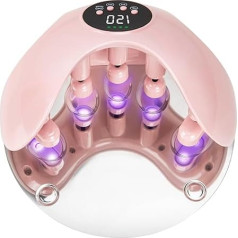 Belaidė UV lempa geliniams nagams: Profesionali UV LED nagų lempa namams ir salonams, rausva, skirta rankų odai apsaugoti.