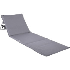 ONVAYA® paplūdimio kilimėlis su atlošu, pilkos spalvos, 2 cm paminkštintas gultas su krepšiu, sulankstomas ir sulankstomas paplūdimio kilimėlis su nešiojimo dirželiu, paplūdimio čiužinys 161 x 55 x 45 cm