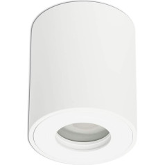 6er Set Aufbaustrahler IP44 Bad Außen rund Badezimmer Einbauleuchte Rahmen mit GU10 LED, Farbe:Weiß, Lichtfarbe:kaltweiß, Watt:5 Watt