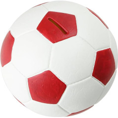 HMF 4790-03 Pinigų dėžutė Futbolo odinė 15 cm skersmens raudona / balta
