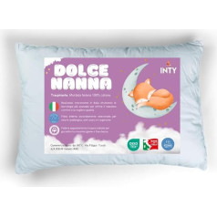 INTY Vaikiškos lovytės ir lovelės pagalvėlė 40 x 30 cm 100 % medvilnė 0 1 2 metai, skirta lizdui, vežimėliui, stovyklavimui, itin pralaidi orui, atspari erkutėms ir hipoalerginė, pagaminta Italijoje