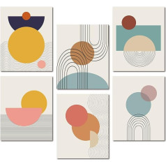 craspire Sienų menas Spausdinti Geometrinis abstraktus tapyba rinkinys 6 popieriaus Šiuolaikinės mados sienų dekoro plakatai gyvenamasis kambarys miegamasis virtuvė biuras neįrėminti (10 colių x 8 colių)