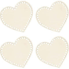 4 vienetų natūralios medinės krepšio bazės apvalios tuščiavidurės nėrimo krepšelio bazės, skirtos mezgimo nėrimo verpalų laikymo krepšeliui DIY krepšelis audimo reikmenys Širdies forma