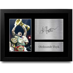 HWC Trading FR A4 Oleksandr Usyk Dovanos su autografu Spausdinta su parašu Autografas Display Box Fans A4 Framed