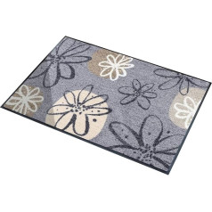 Erwin Müller Koblenz Doormat, Dirt Trapper Mat, neslystantis kilimėlis, gėlių motyvas, tvirtas, patvarus, lengvai valomas, tinka šildomoms grindims, pilkas/rudas, dydis 60 x 85 cm
