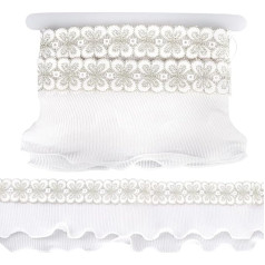 10 cm balta nėrinių juosta su drugeliu Ruffles 5 jardai Plisuotas satino nėrinių krašto apdaila šifono ribos apdaila aplikuoti audinio aplikuoti puošmena vestuvių DIY siuvimo rafija
