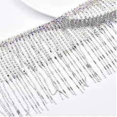Niiyyjj 50cm Tassel Fringe Trim siuvimo Rhinestone aukso metalo karoliukai grandinės batai krepšiai drabužiai kraštas sidabro AB spalva 50cm