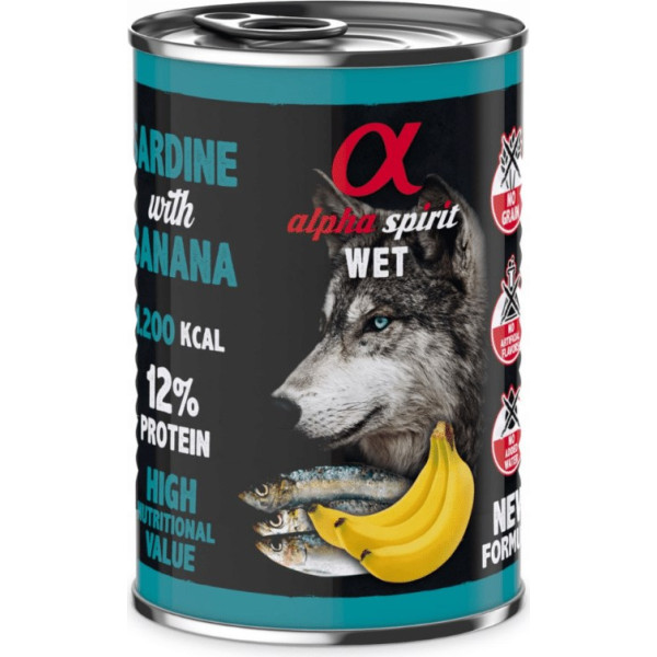 Alpha spirit sardinių ir bananų drėgnas ėdalas šunims 400 g
