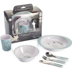 THERMOBABY melamino stalo įrankių rinkinys vaikams Celadon Green - Grey