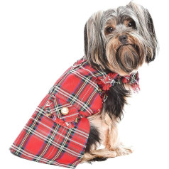Parisian Pet Designer Tartan Fringe Raudona suknelė šunims