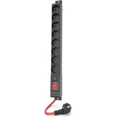 Maitinimo juosta r8 power 1.5m 8x 230v lt juoda 16a