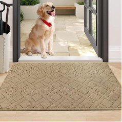 COSY HOMEER Dirt Trapper Mat Indoor 80 x 120 cm, skalbiamasis grindų kilimėlis, skalbimo mašinoje, neslystantis kilimėlis prie durų, sugeriantis purvą, skirtas galinėms durims, įėjimui, prieškambariui, virtuvei, smėlio spalvos