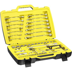Stanley Fatmax FMMT82827-1 kombinuotųjų raktų rinkinys (49 dalių, ½ ir ¼ colio, šešiakampiai, dėkle su metalinėmis spynelėmis, skirtas įvairiems varžtų įsukimo darbams namuose, dirbtuvėse arba automobilyje, motocikle, dviračiuose)