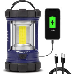 Stovyklavimo žibintas, 3200LM ryškus stovyklavimo žibintas, 4600mAh maitinimo bankas ir įkraunamas LED žibintas, reguliuojamas žibintas su 5 šviesos režimais, avarinė šviesa nutrūkus elektros tiekimui (Navy Blue)